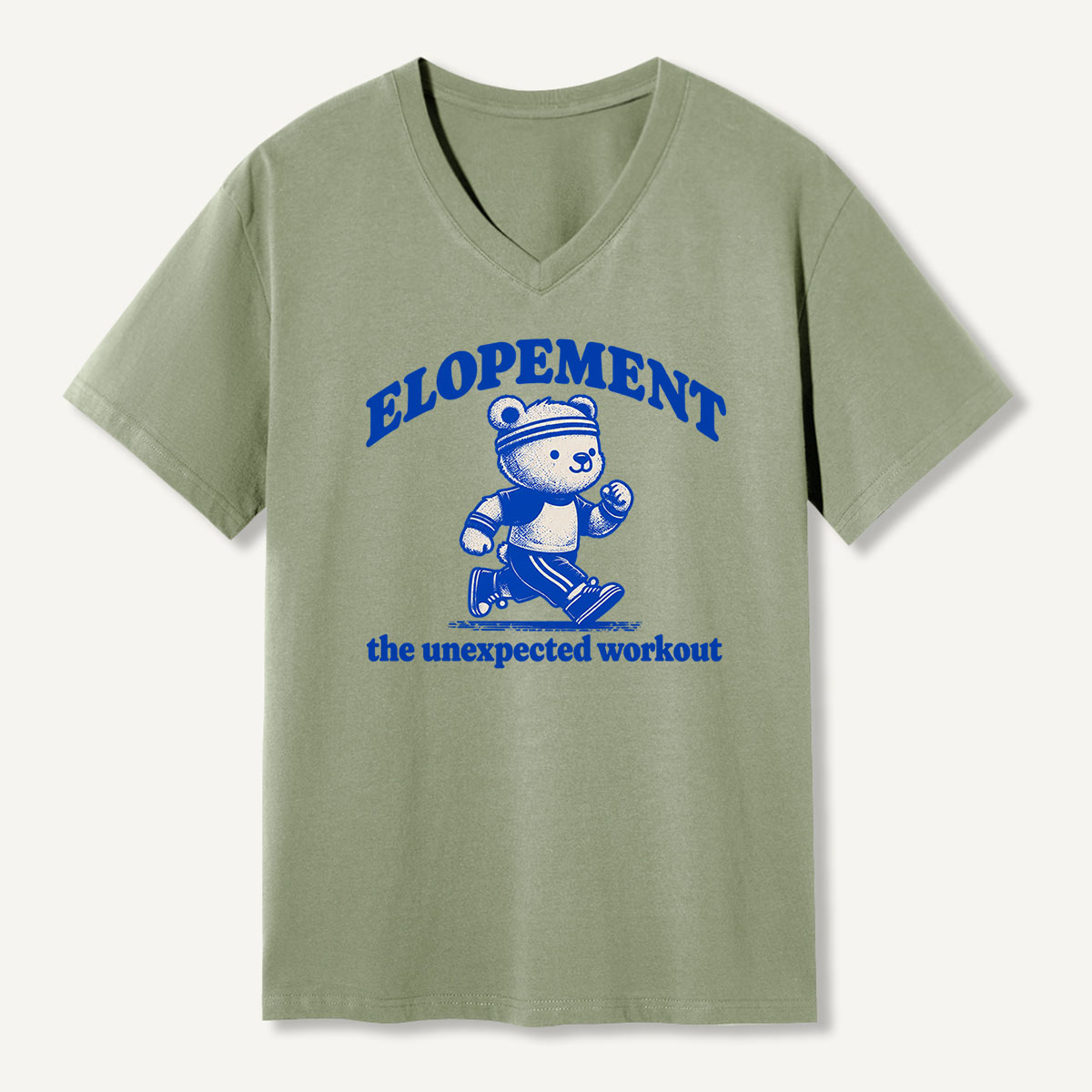 Elopement The Unexpected Workout Running Bear Graphic V-neck T-Shirt
