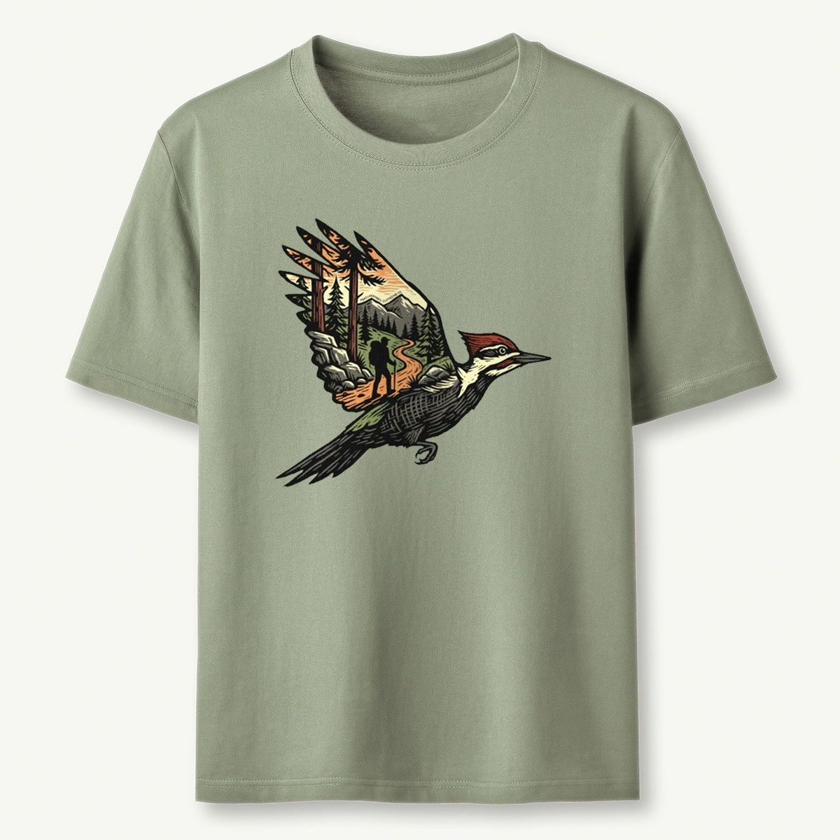 Woodpecker Flight Scenery T-Shirt