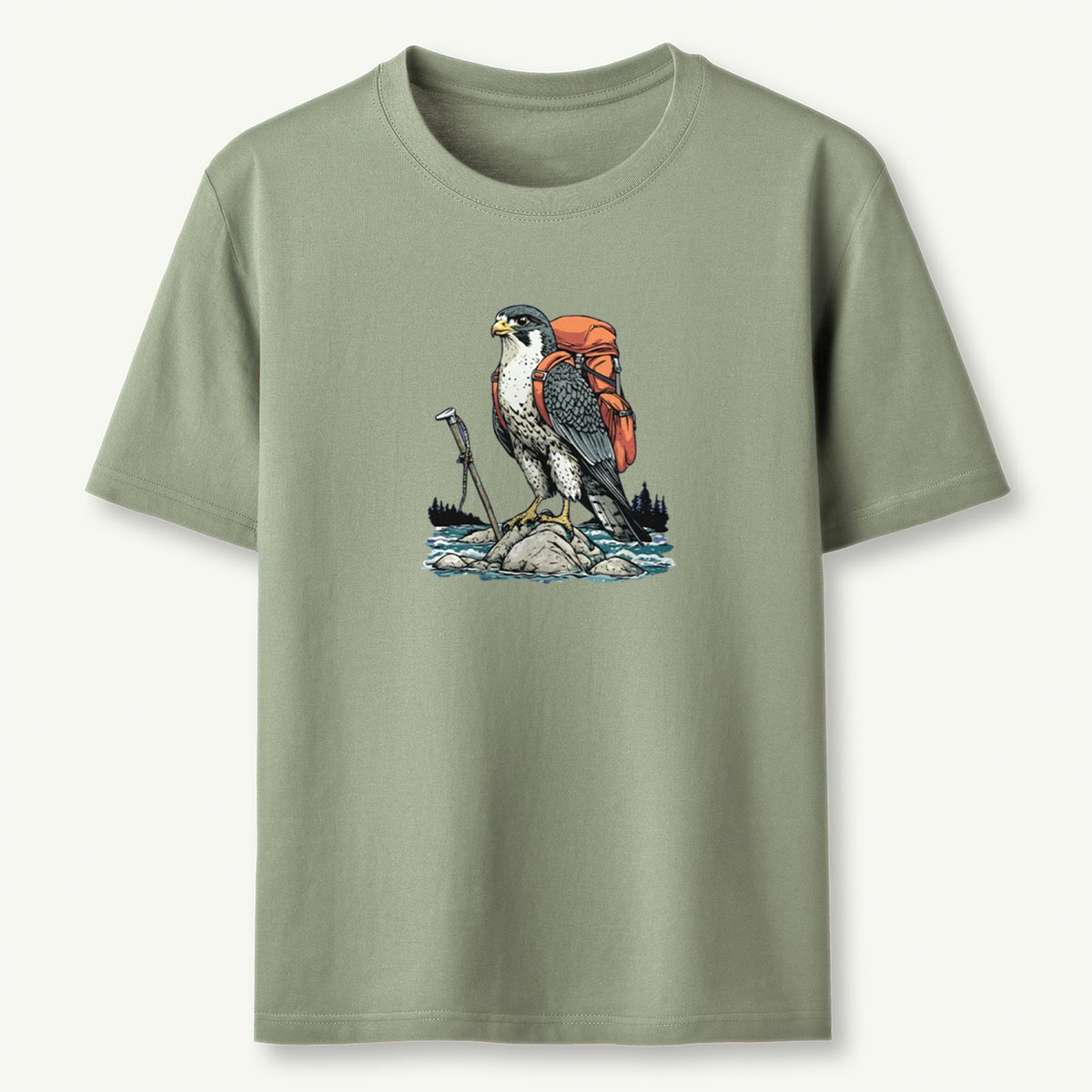 Falcon On River Backpacker T-Shirt