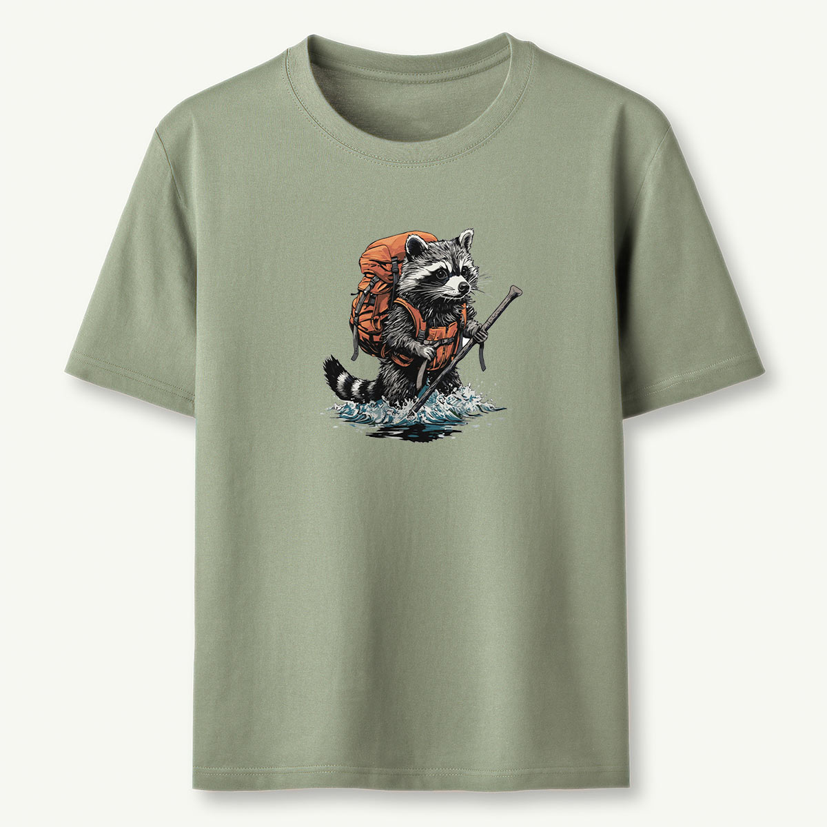 Raccoon Fording River Backpacker T-Shirt