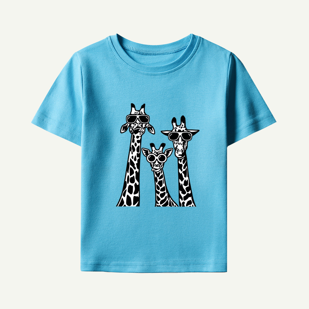 Cool Giraffe Family Monochrome Illustration Kids T-Shirt