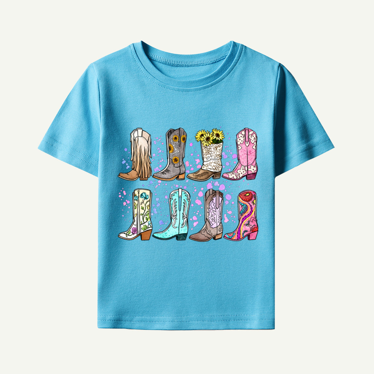 Colorful Western Boots Collection Kids T-Shirt