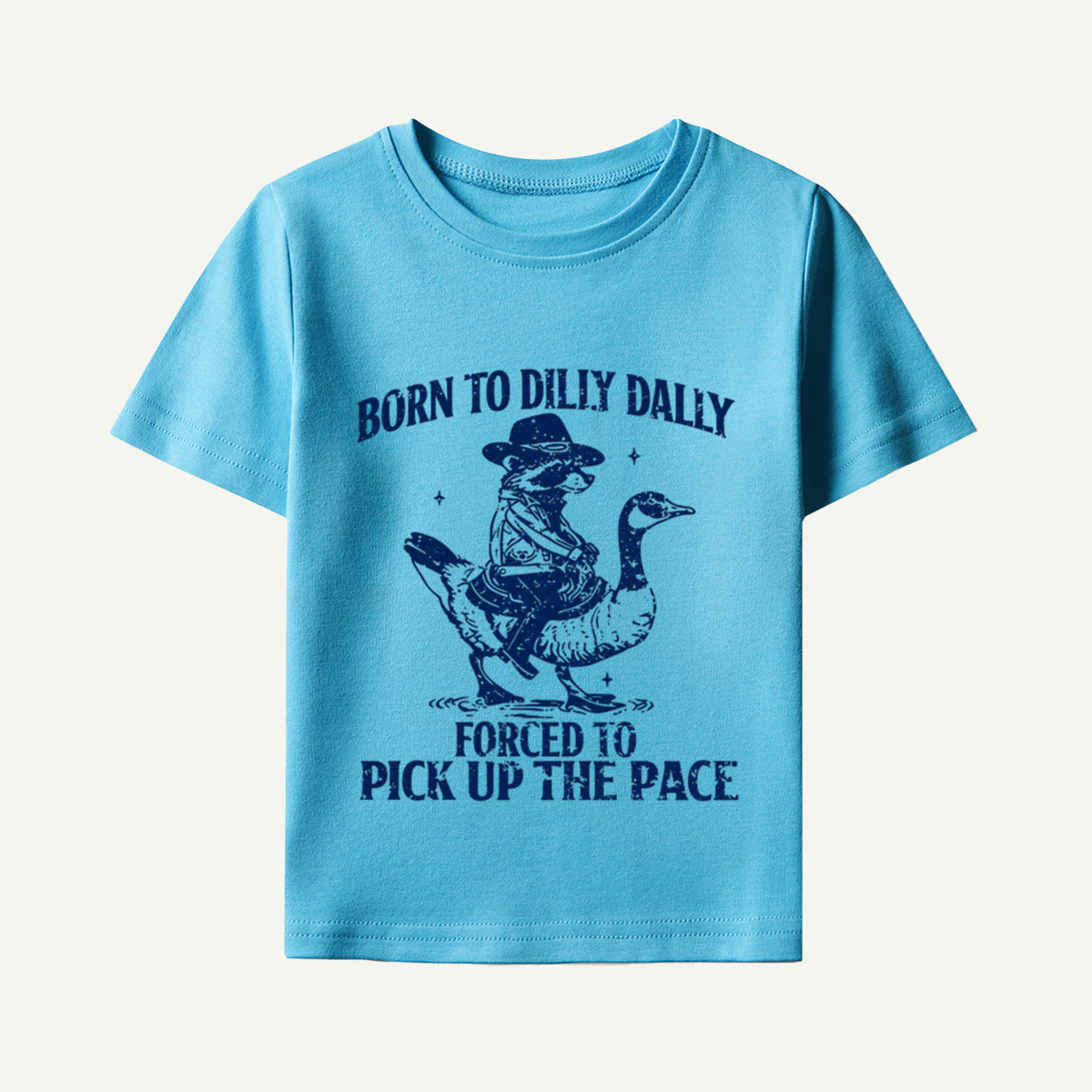 Born To Dilly Dally Forced To Pick Up The Pace Cowboy Goose Vintage Typography Kids T-Shirt