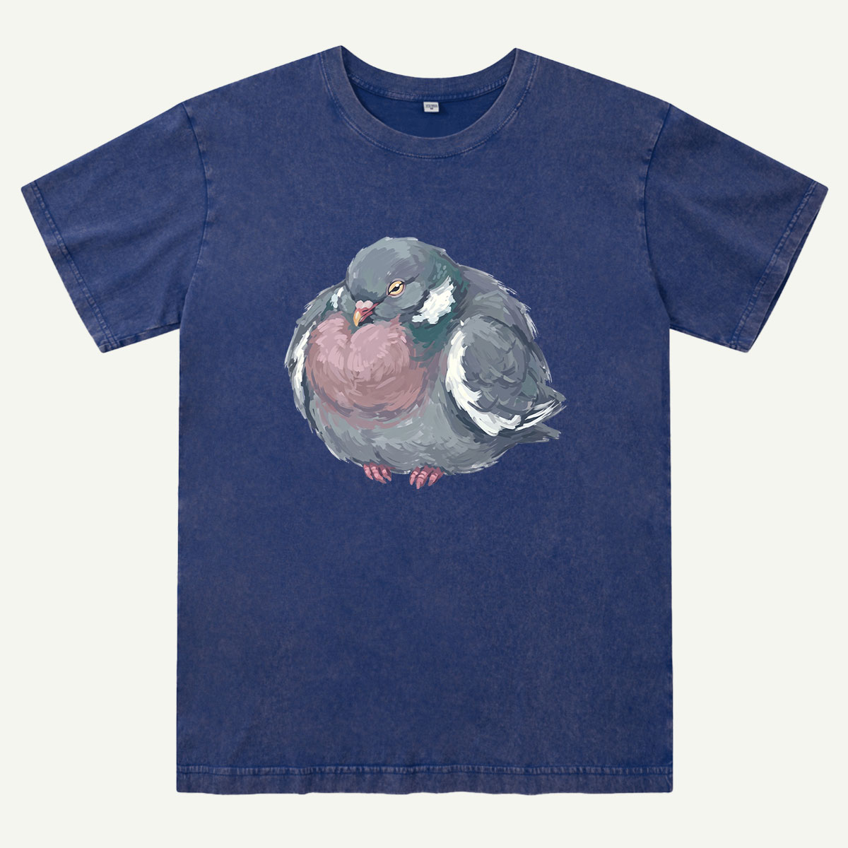 Cozy Pigeon Hand Drawn Bird Washed T-Shirt