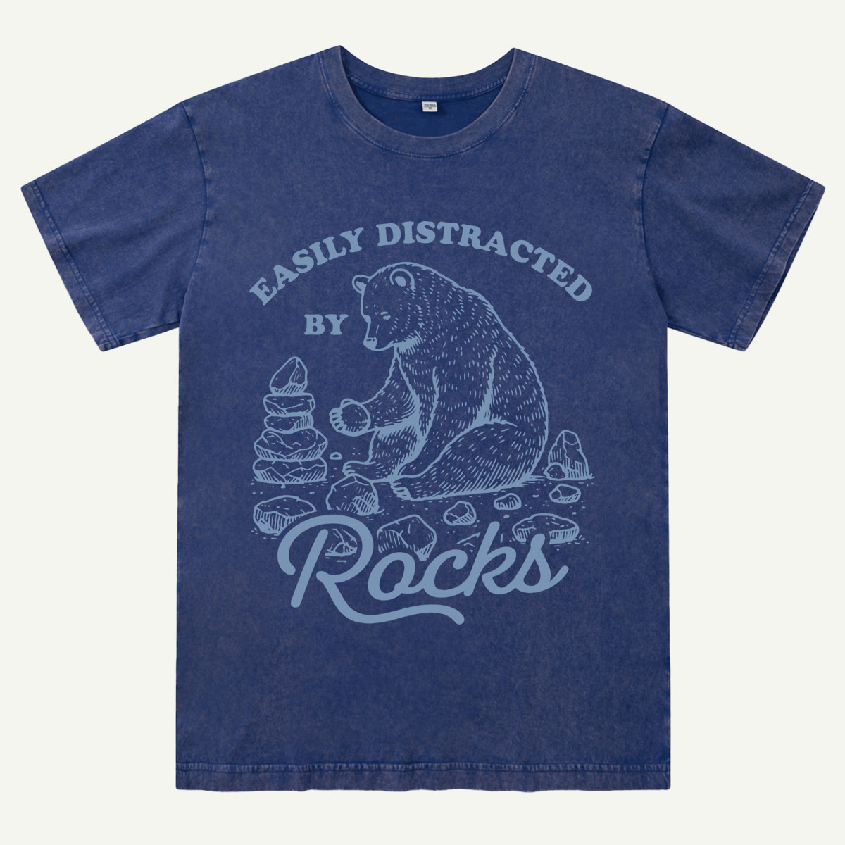 Easily Distracted By Rocks Bear Washed T-Shirt