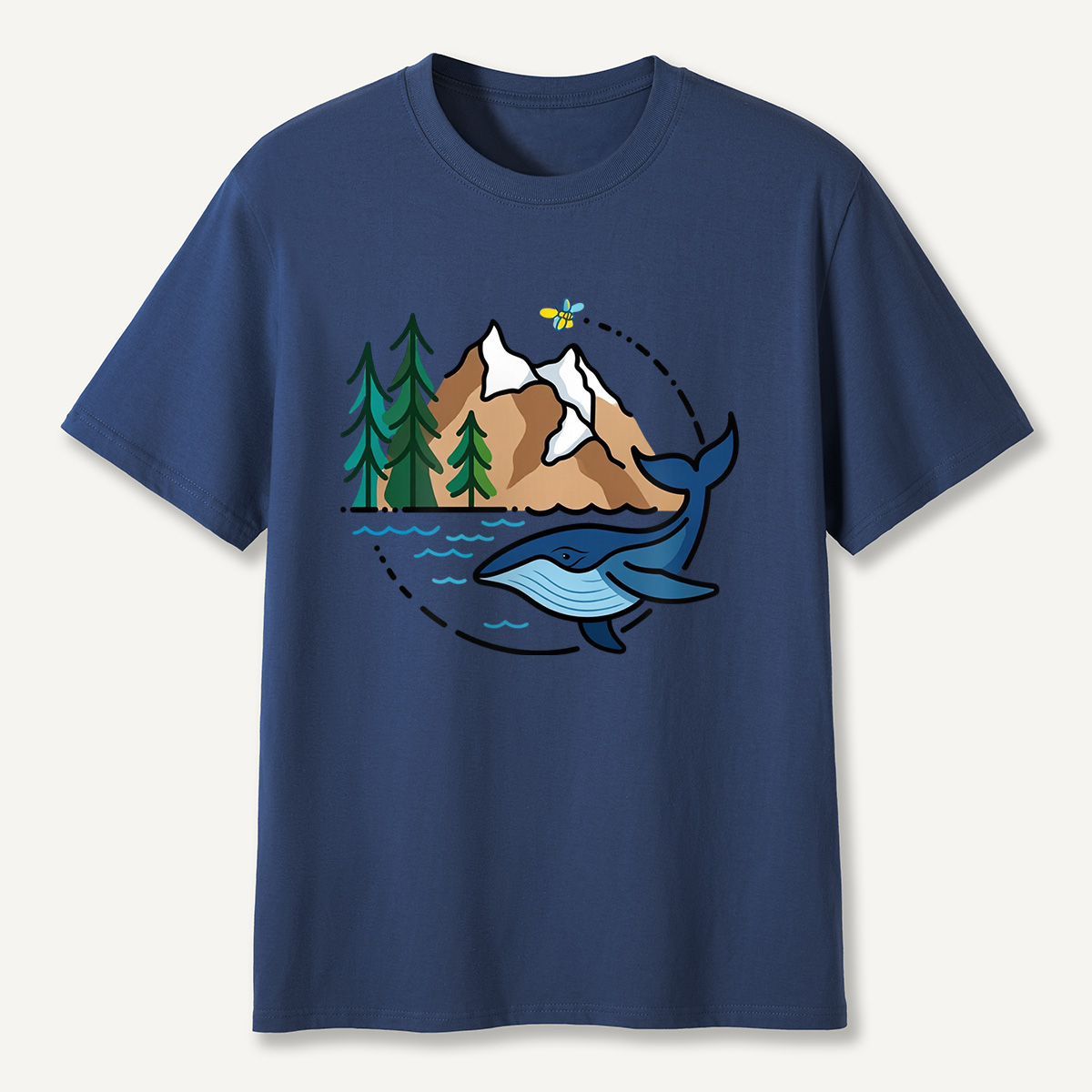 Whale & Mountain Forest T-Shirt