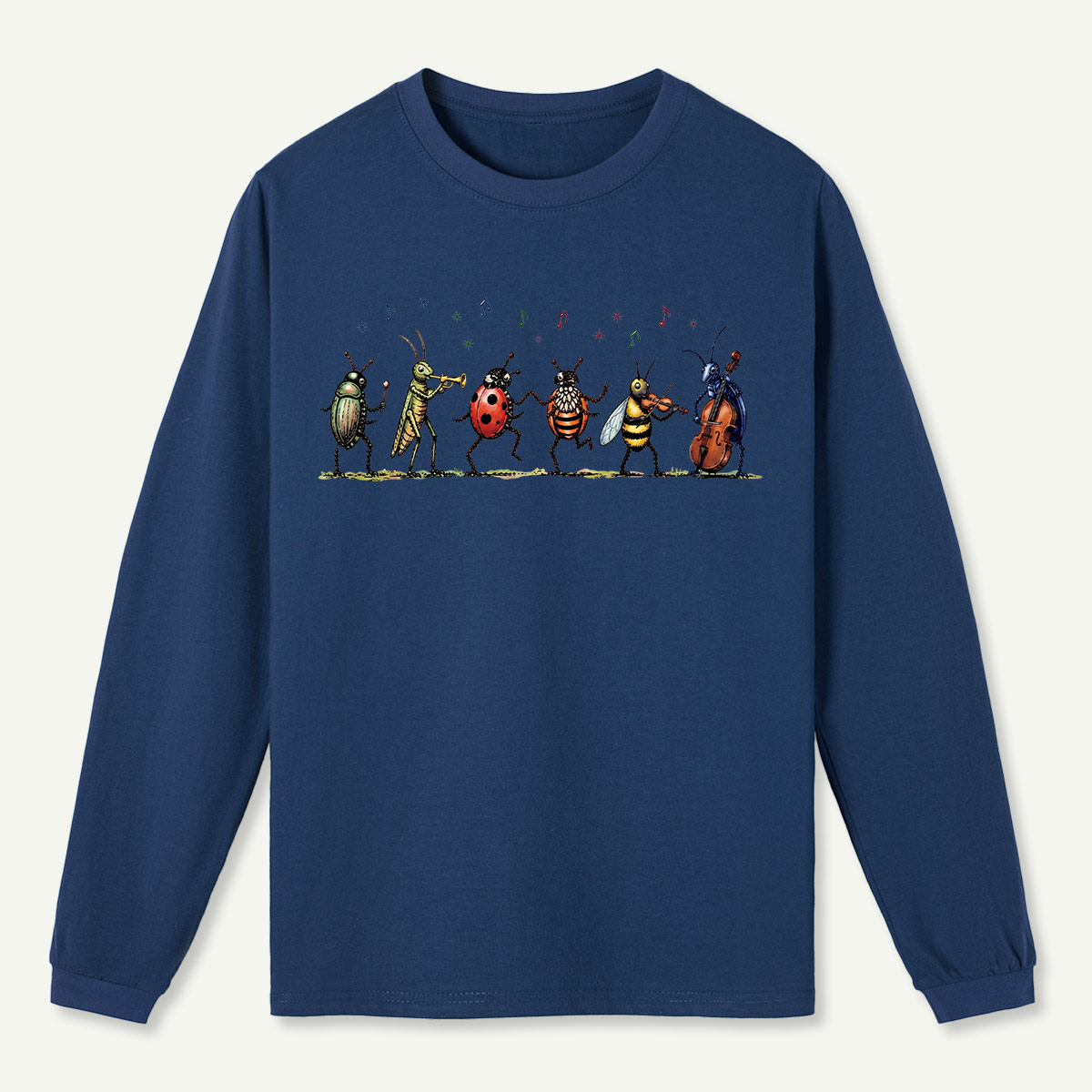 Vintage Insect Music Musical Bugs Long Sleeve T-Shirt
