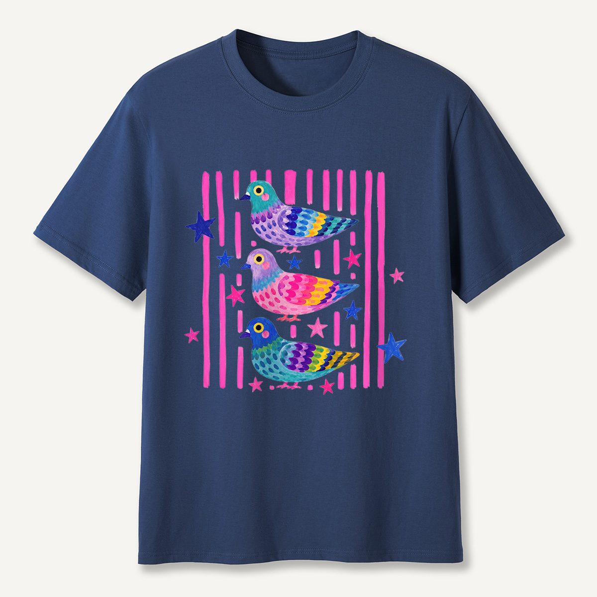 MDCTBYWY26072006 Colorful Pop Pigeon T-Shirt