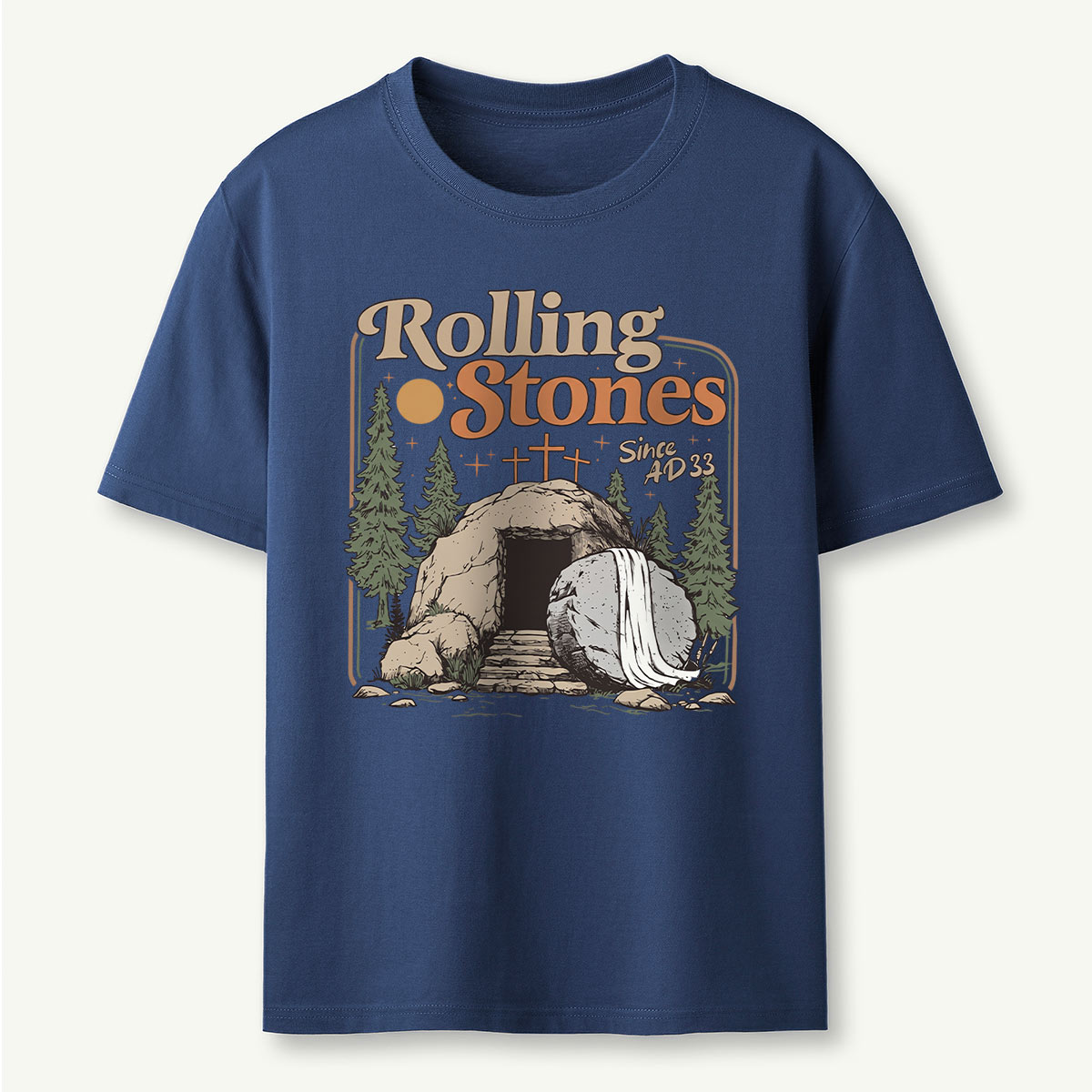 Retro Mountain Nature Cave and Stone T‑Shirt