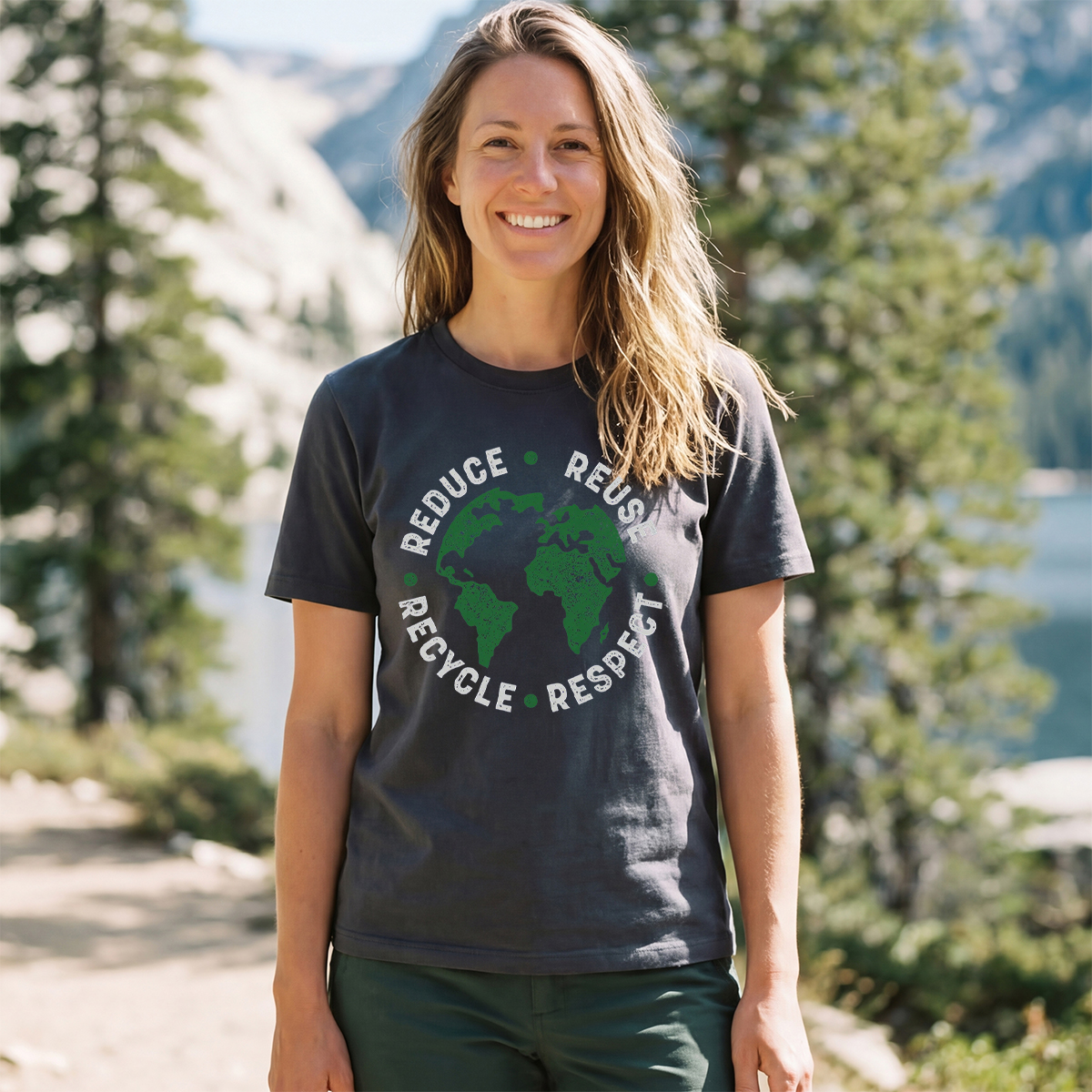 Reduce Reuse Recycle Respect Vintage Recycling Earth Day Essential T-Shirt