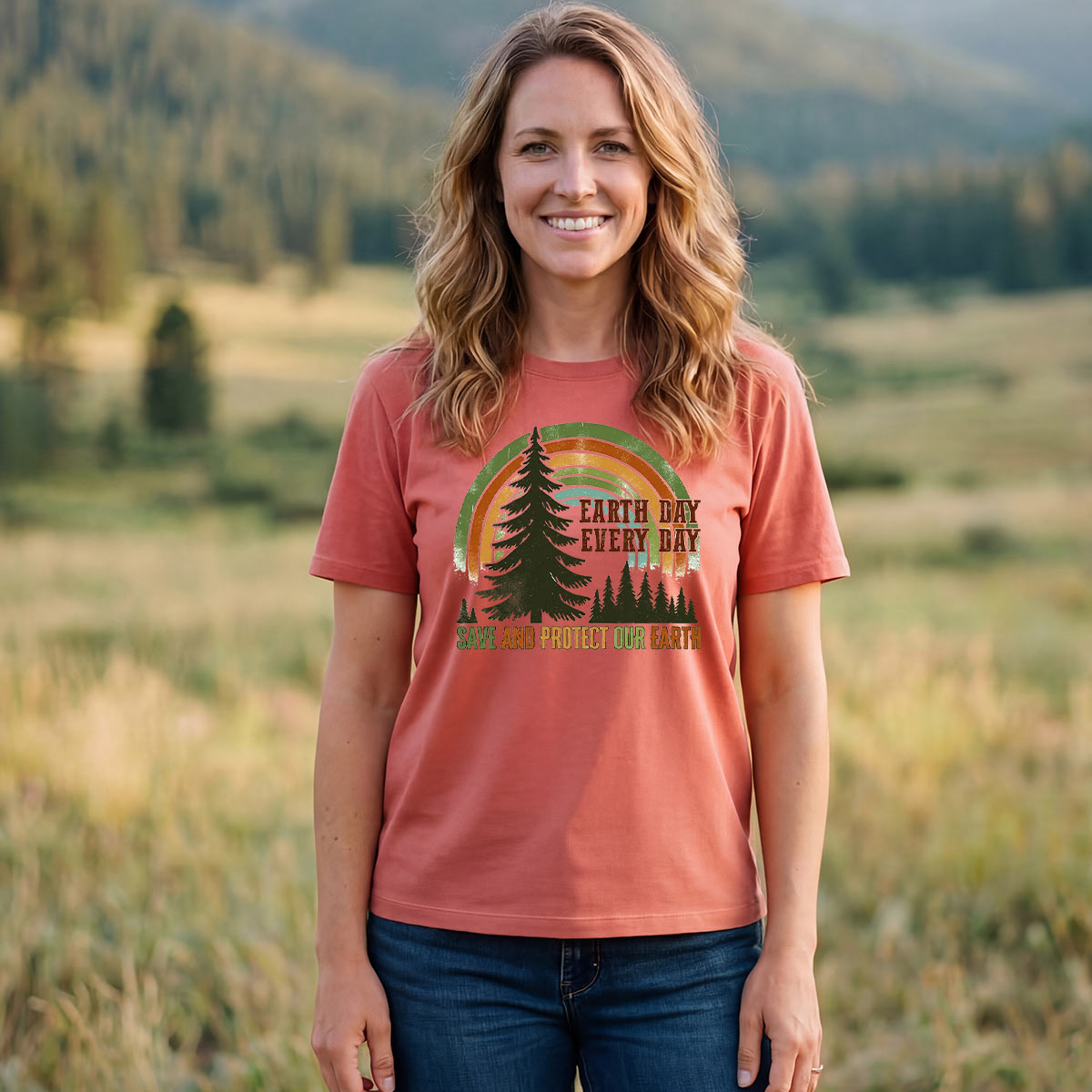 Earth Day Rainbow Forest Save And Protect Our Earth T-Shirt