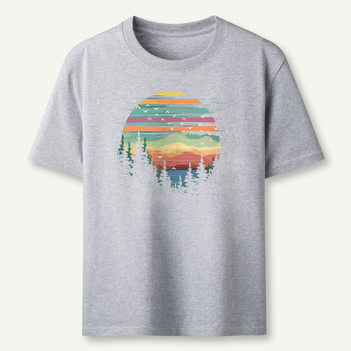 Retro Forest Sunset Nature Lover T-Shirt