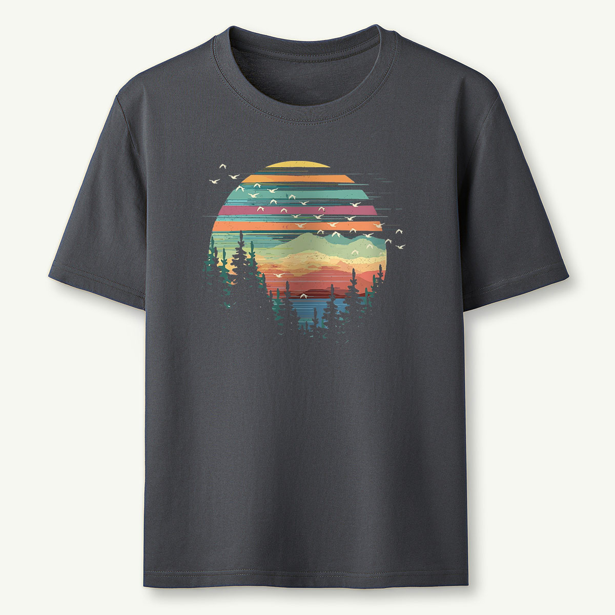 Retro Forest Sunset Nature Lover T-Shirt