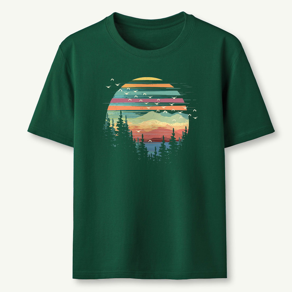 Retro Forest Sunset Nature Lover T-Shirt