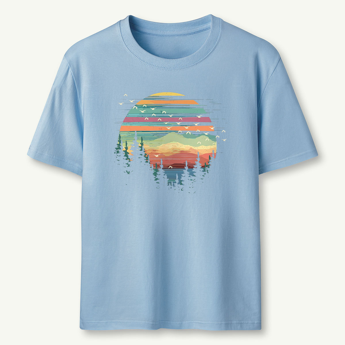 Retro Forest Sunset Nature Lover T-Shirt