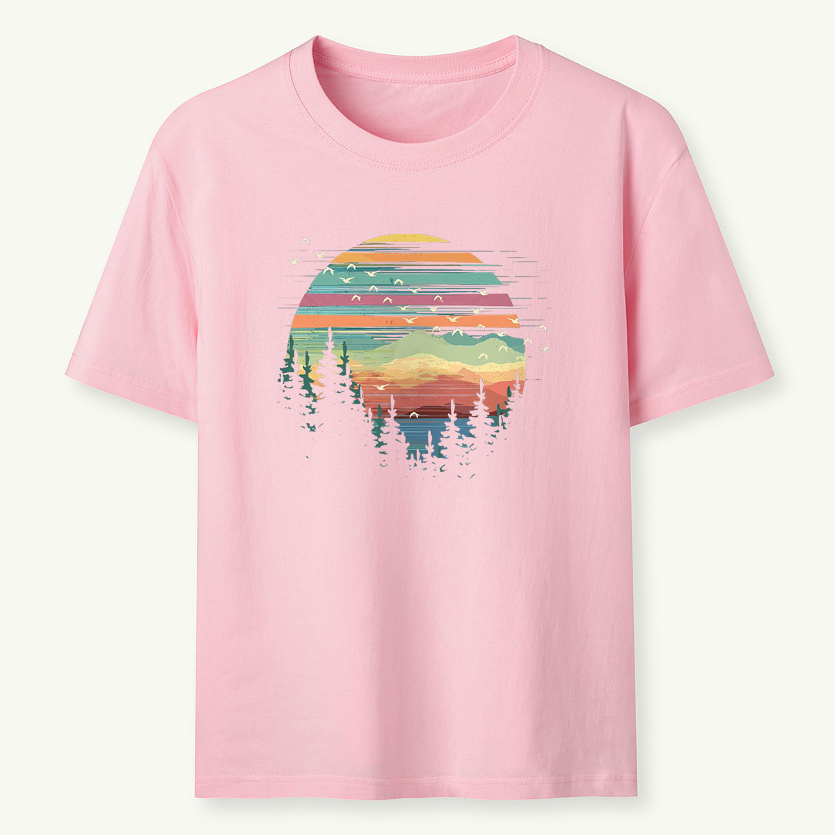 Retro Forest Sunset Nature Lover T-Shirt