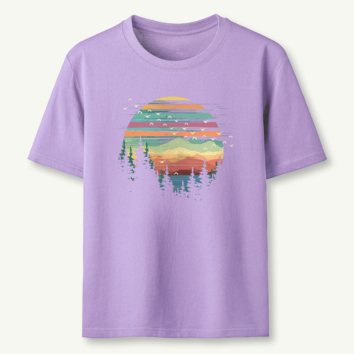 Retro Forest Sunset Nature Lover T-Shirt