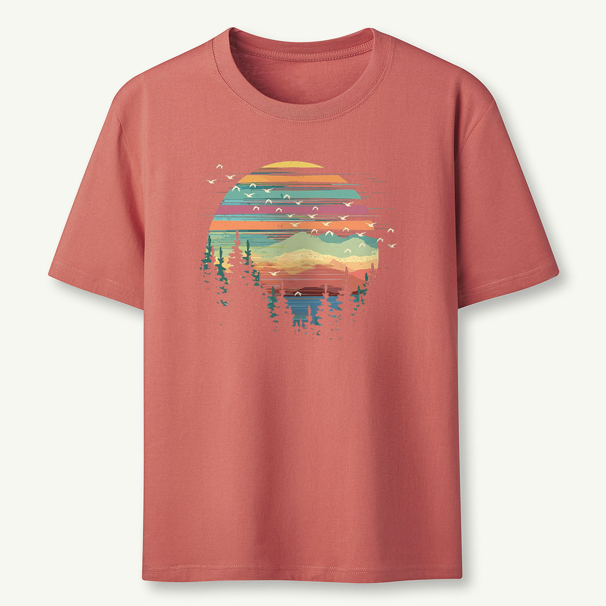 Retro Forest Sunset Nature Lover T-Shirt