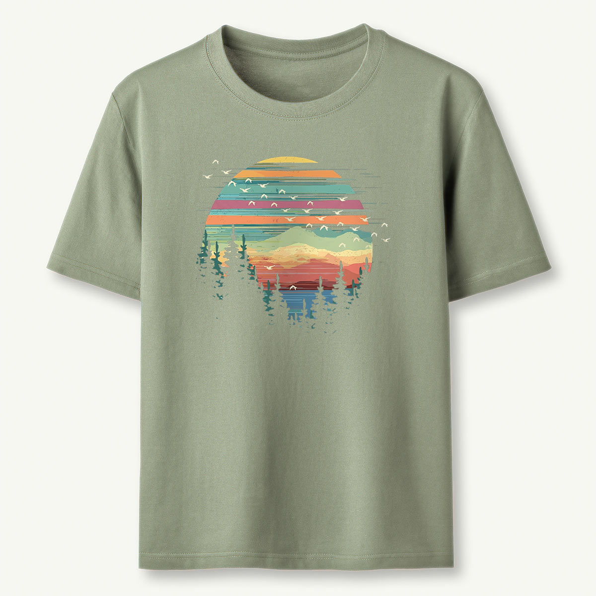 Retro Forest Sunset Nature Lover T-Shirt