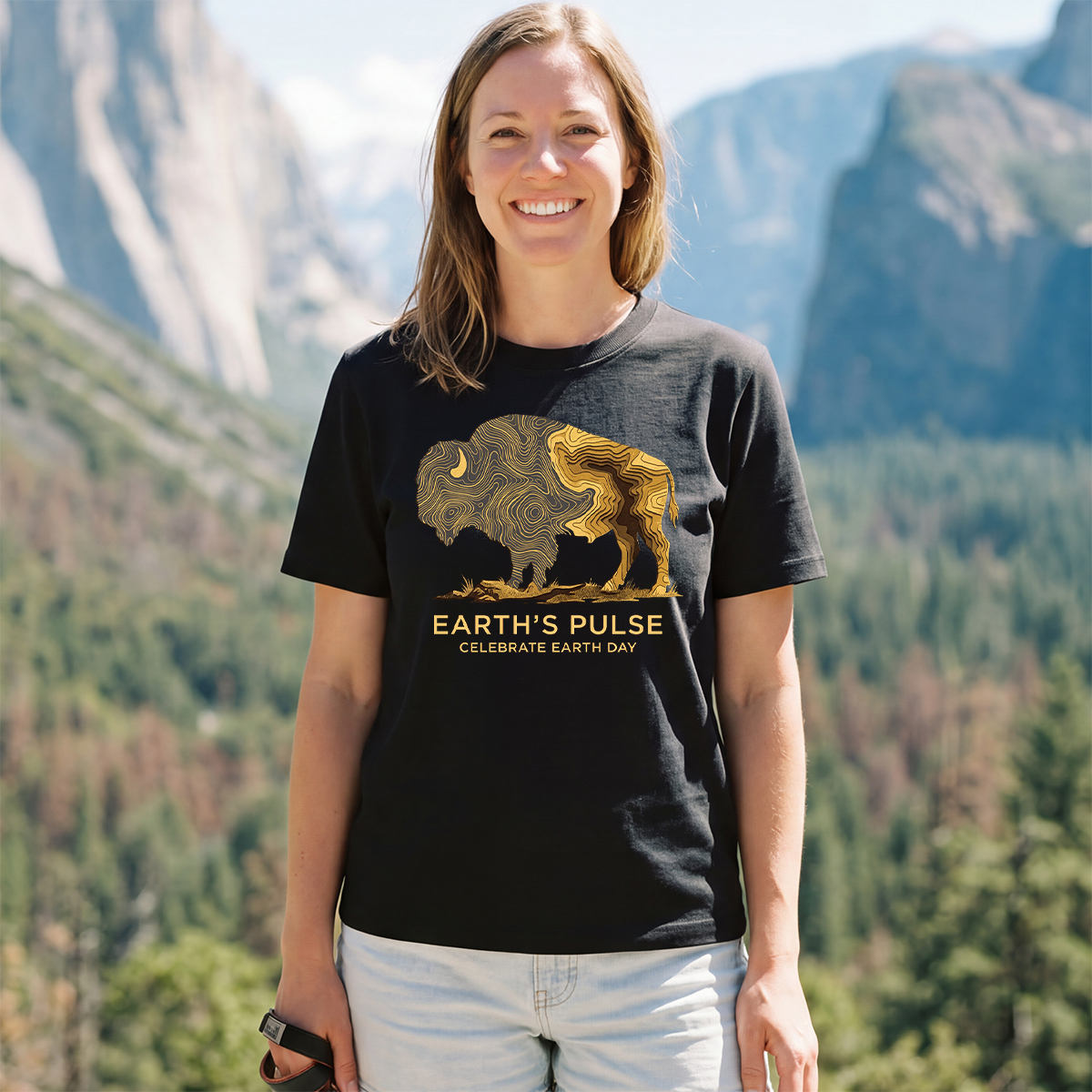 Earth’s Pulse Bison Celebrate Earth Day T‑Shirt