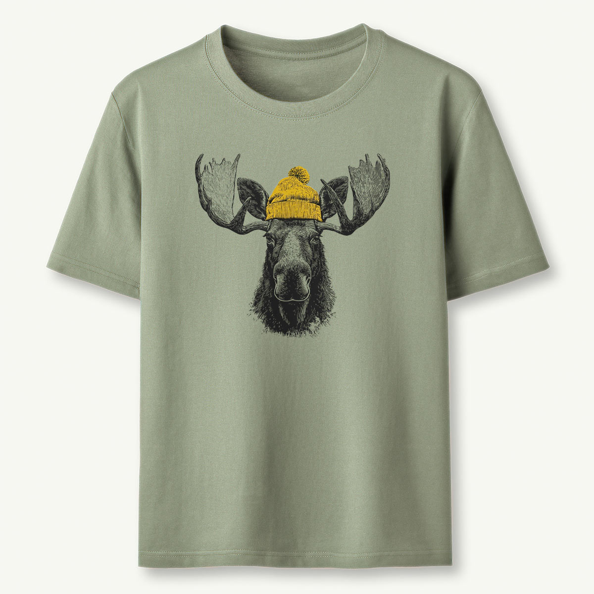 Bull Moose Wearing Beanie T-Shirt