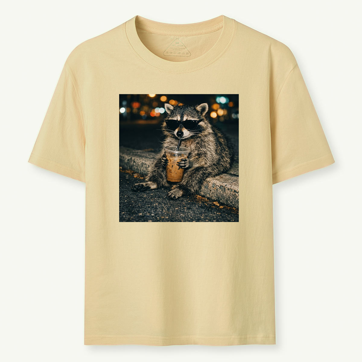 Funny Raccoon Drinking Iced Coffee T-Shirt