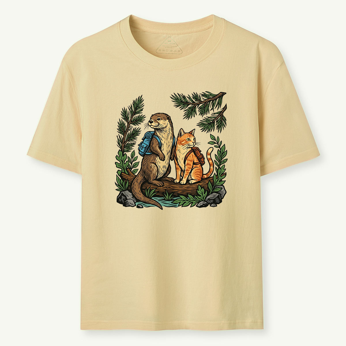 Otter And Cat Backpacker Friends T-shirt
