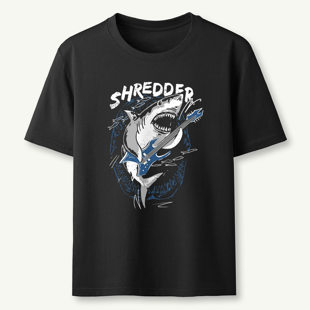Funny Guitar Playing Shark Shredder Shark T‑Shirt