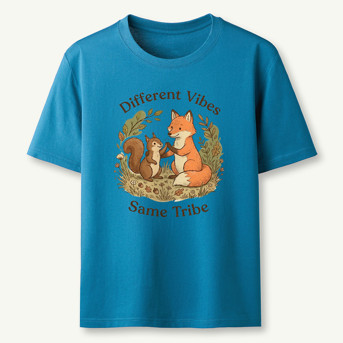 Fox and Squirrel Friendship Different Vibes Same Tribe T‑Shirt