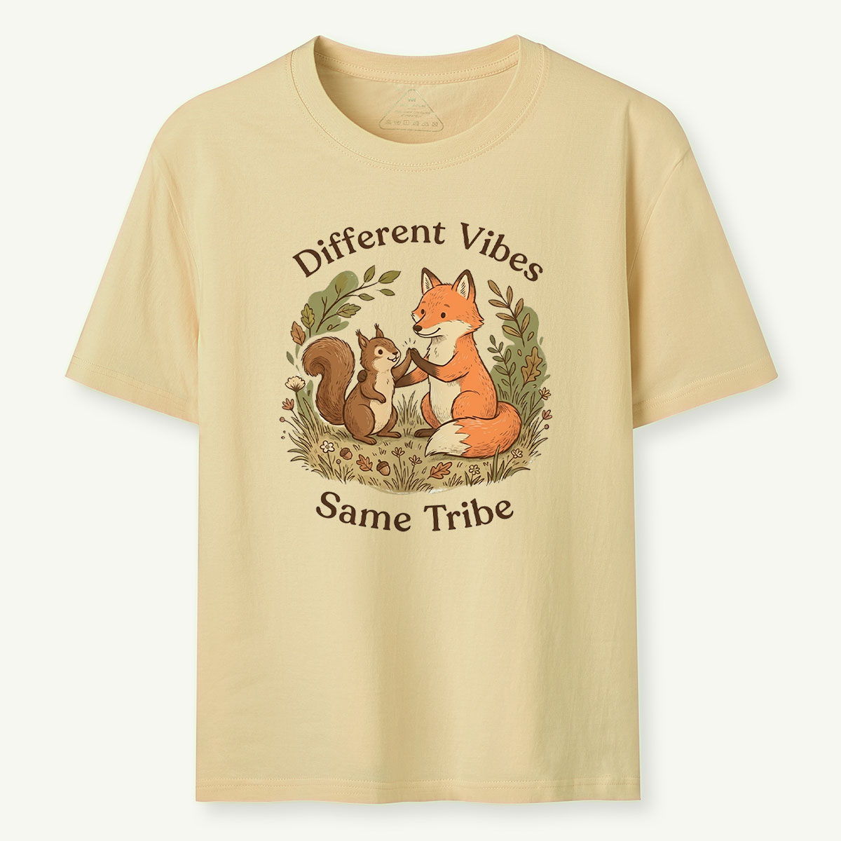 Fox and Squirrel Friendship Different Vibes Same Tribe T‑Shirt