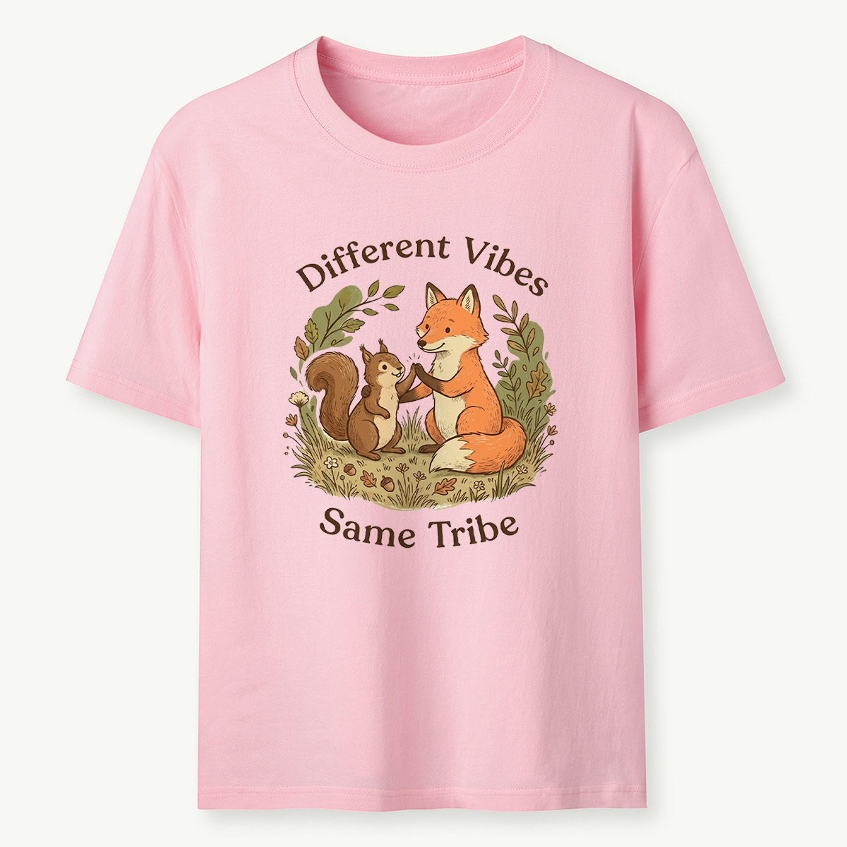 Fox and Squirrel Friendship Different Vibes Same Tribe T‑Shirt