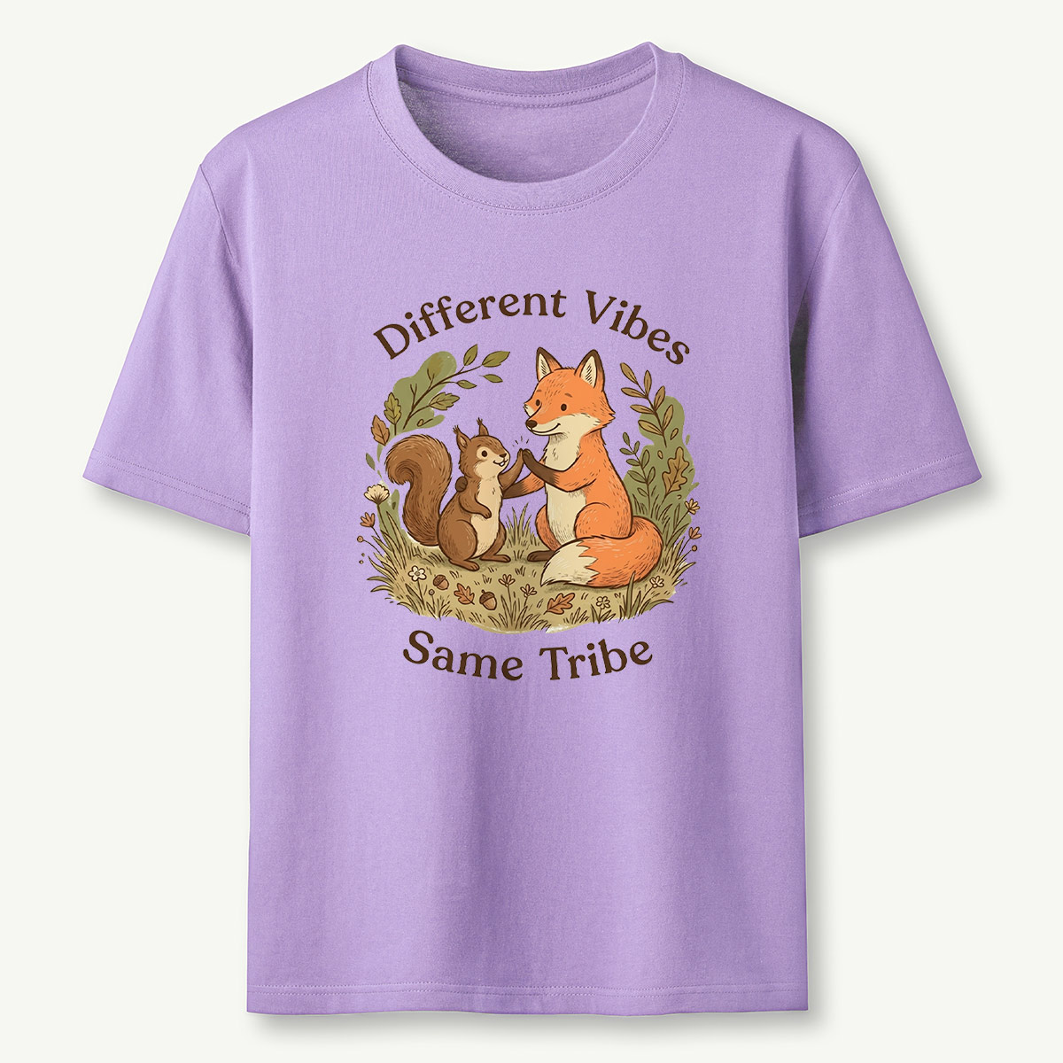 Fox and Squirrel Friendship Different Vibes Same Tribe T‑Shirt