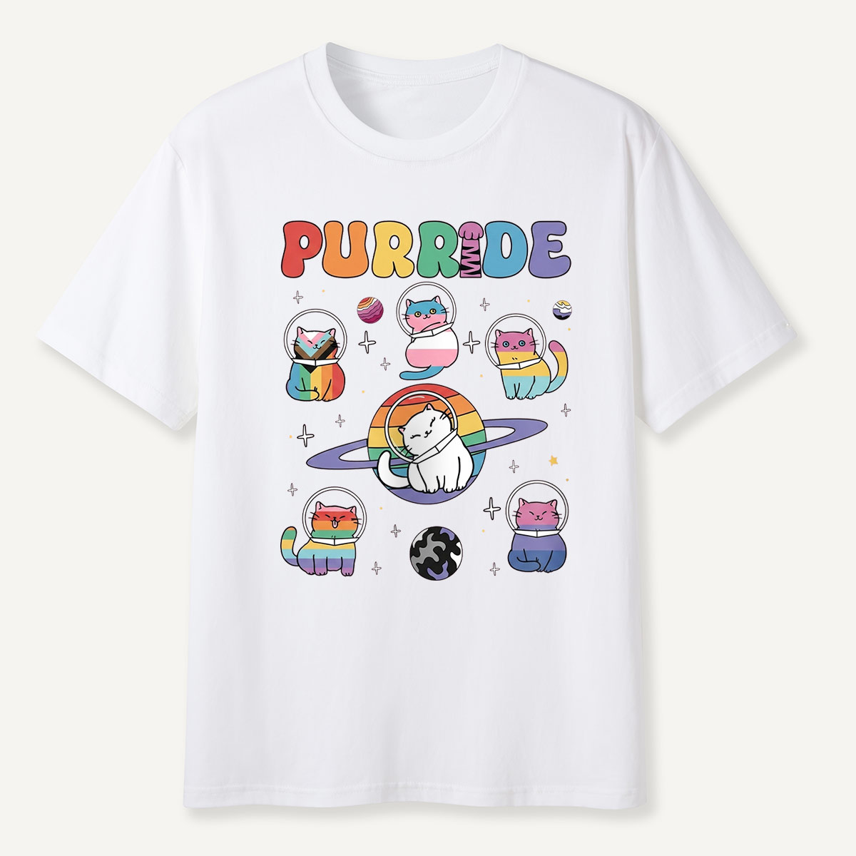 Purride Space Cats Rainbow T-Shirt