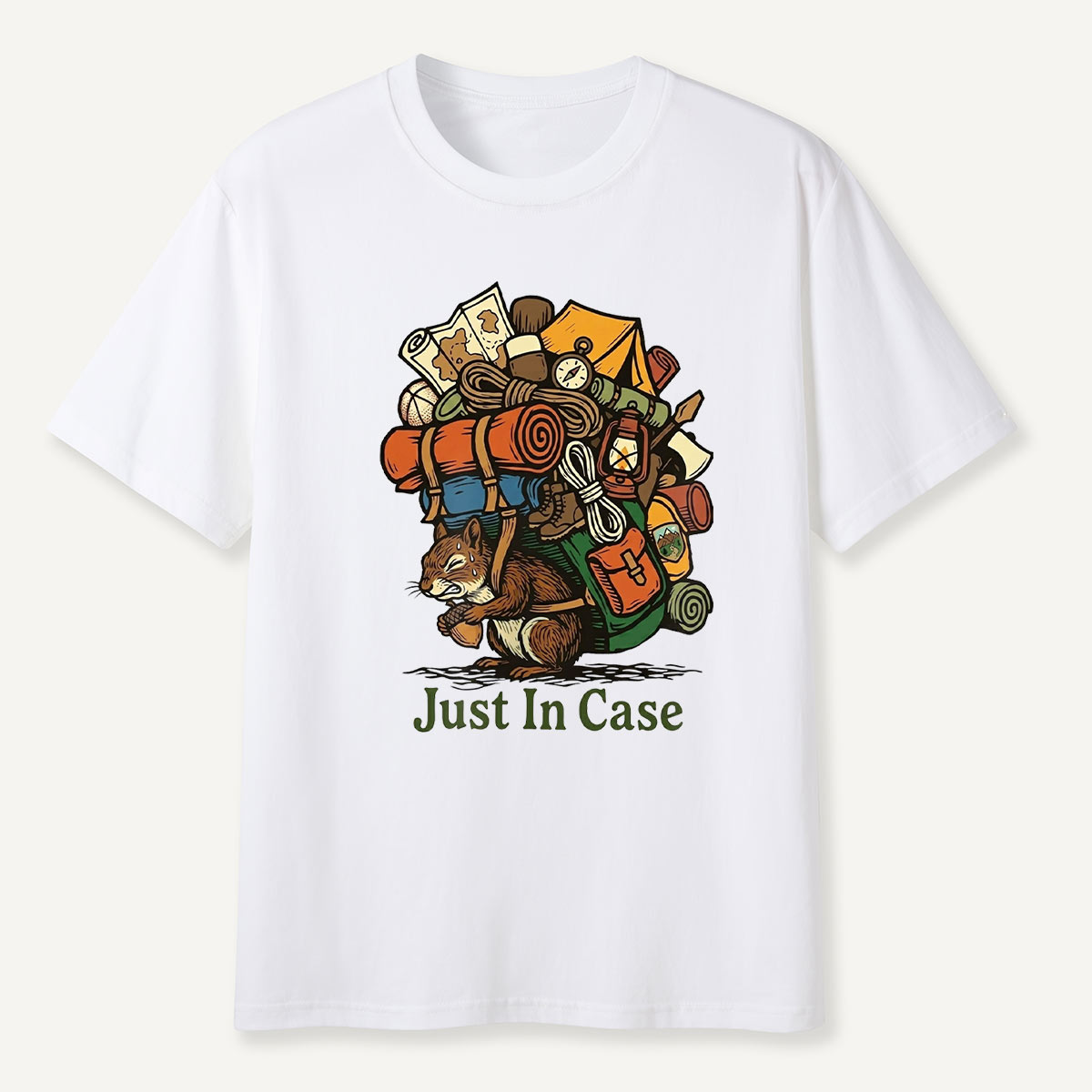 Squirrel Carrying Camping Gear Just In Case T-Shirt