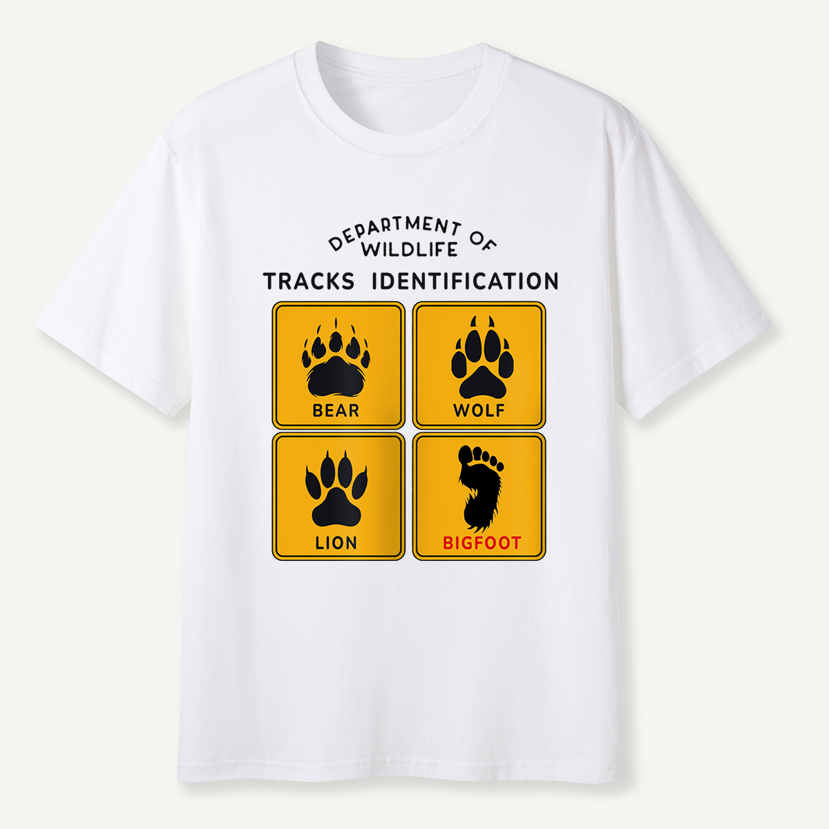 Department of Wildlife Tracks Identification Bear Wolf Lion Cryptids T-Shirt