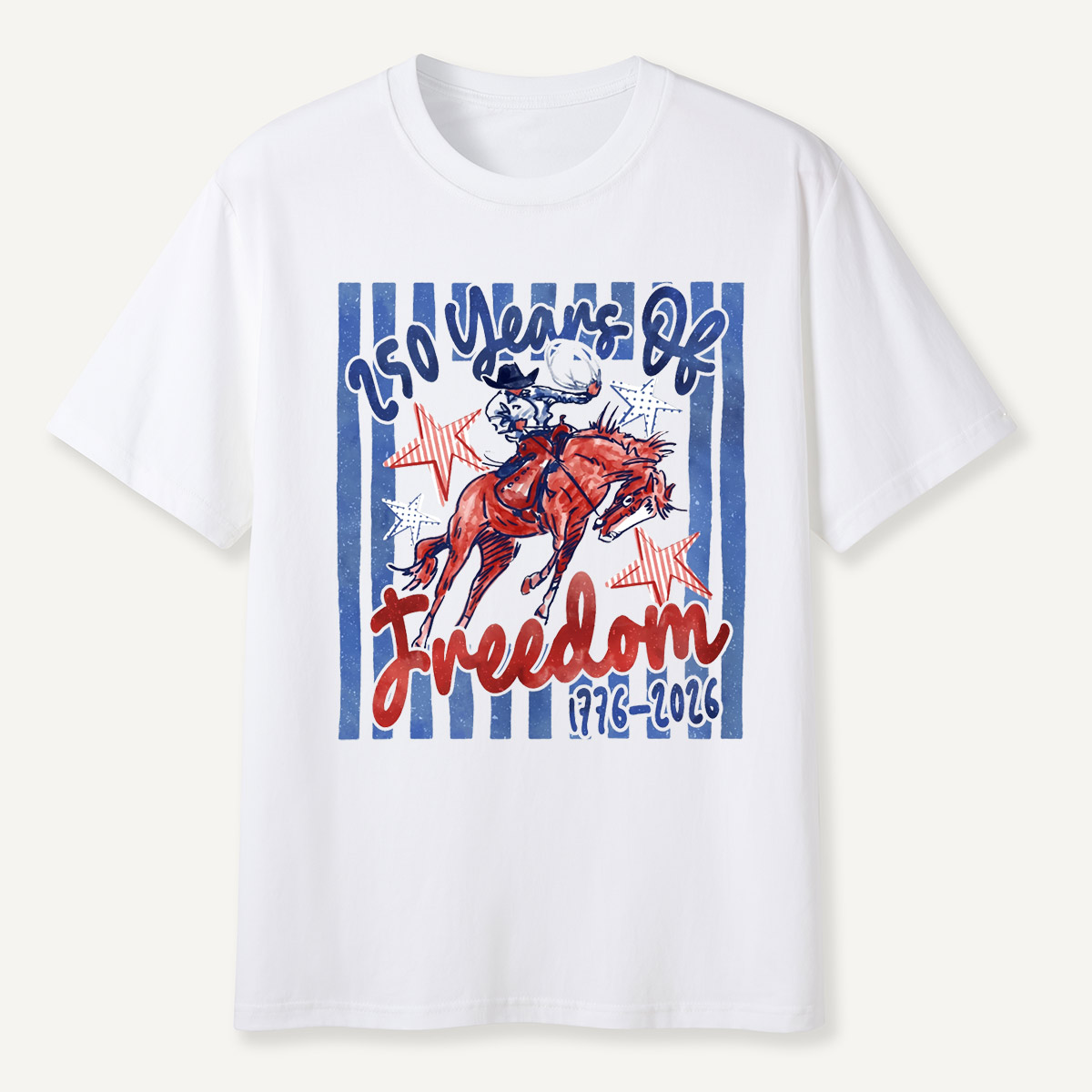 Retro Patriotic Cowboy Horse Riding Freedom T-Shirt