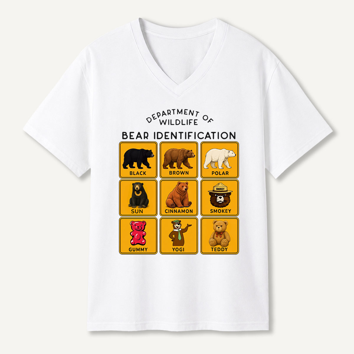 Department of Wildlife Bear Identification Gummy Bear V-neck T-Shirt