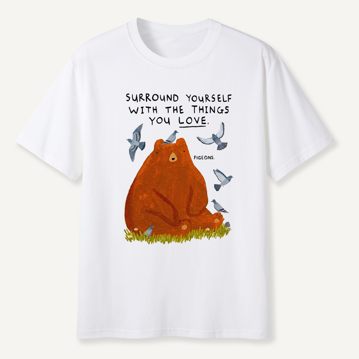 Wildlife Bear and Pigeons Inspirational T-Shirt