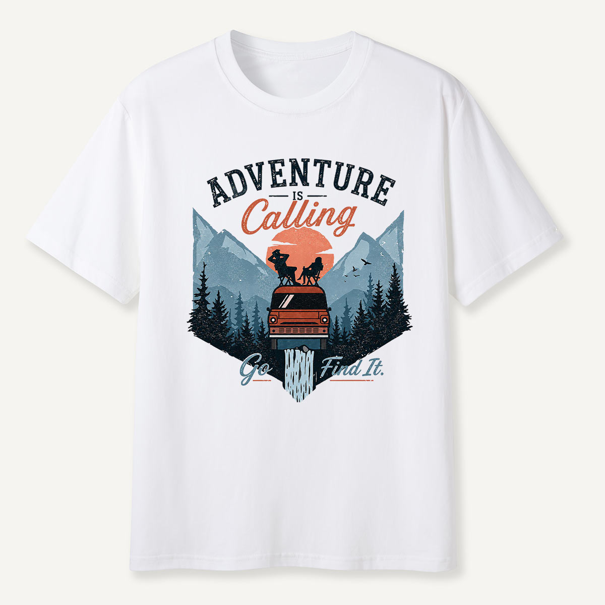 Adventure Is Calling Camper Van Mountain T-Shirt