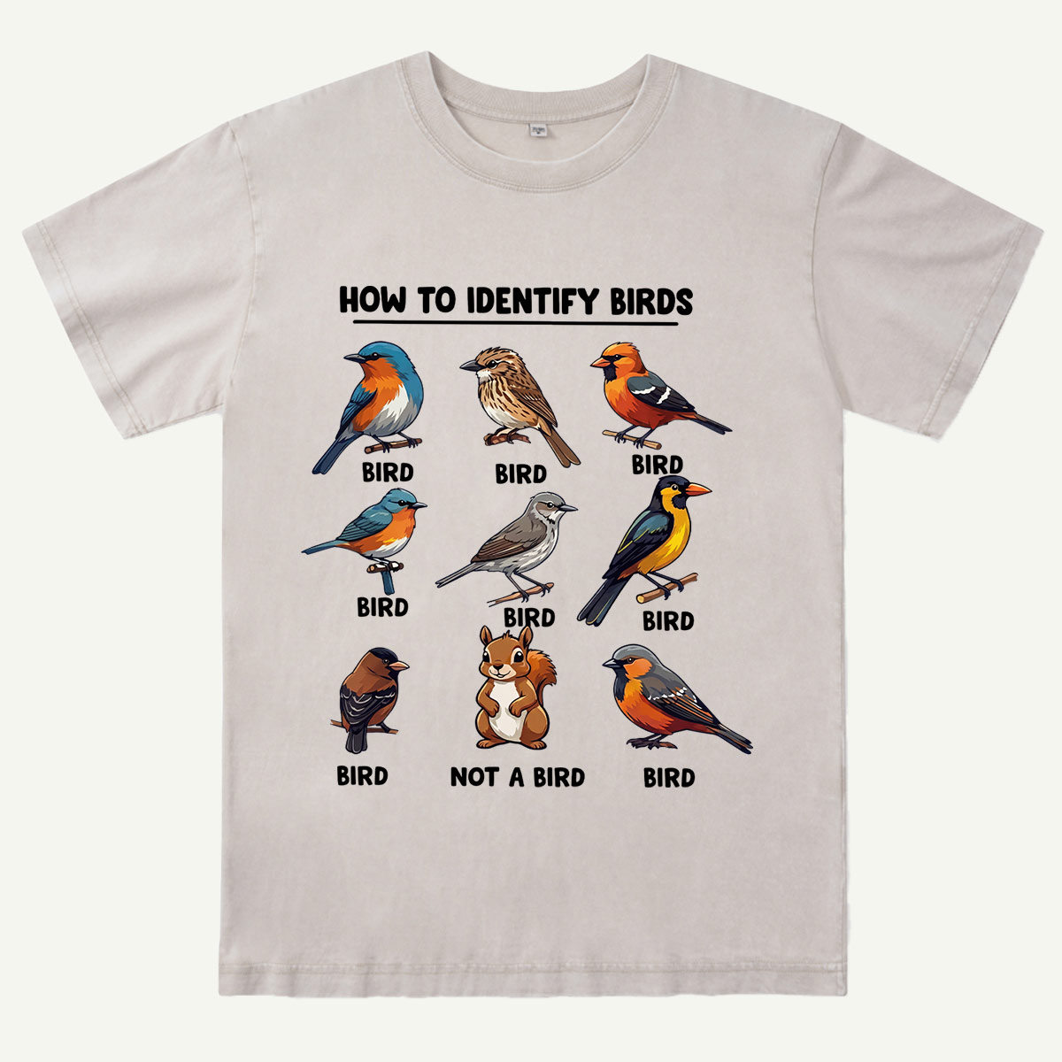 Funny Bird How to Identify Birds Washed T-Shirt