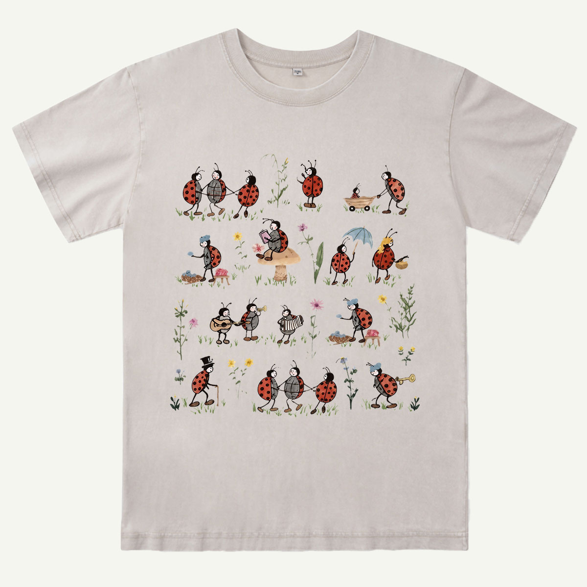 Ladybug and Flower Washed T-Shirt