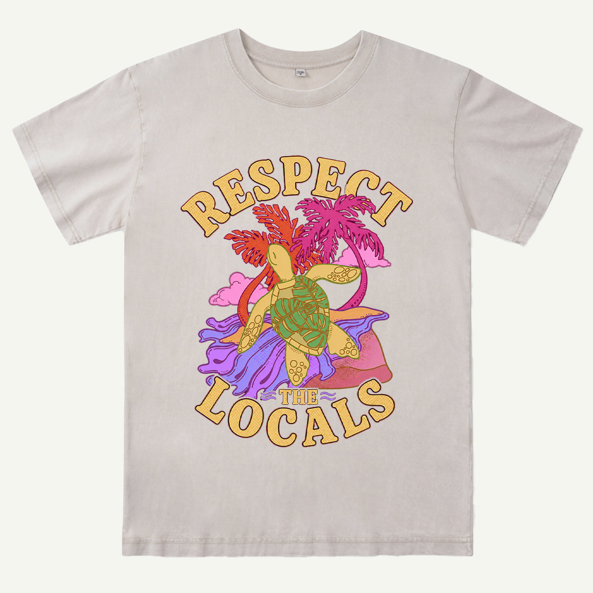 Sea Turtle Tropical Beach Washed T-Shirt