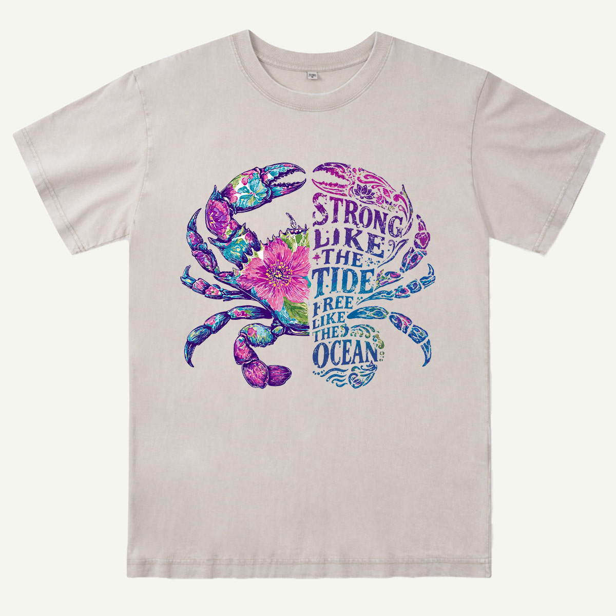 Strong Like the Tide Crab Ocean Washed T-Shirt