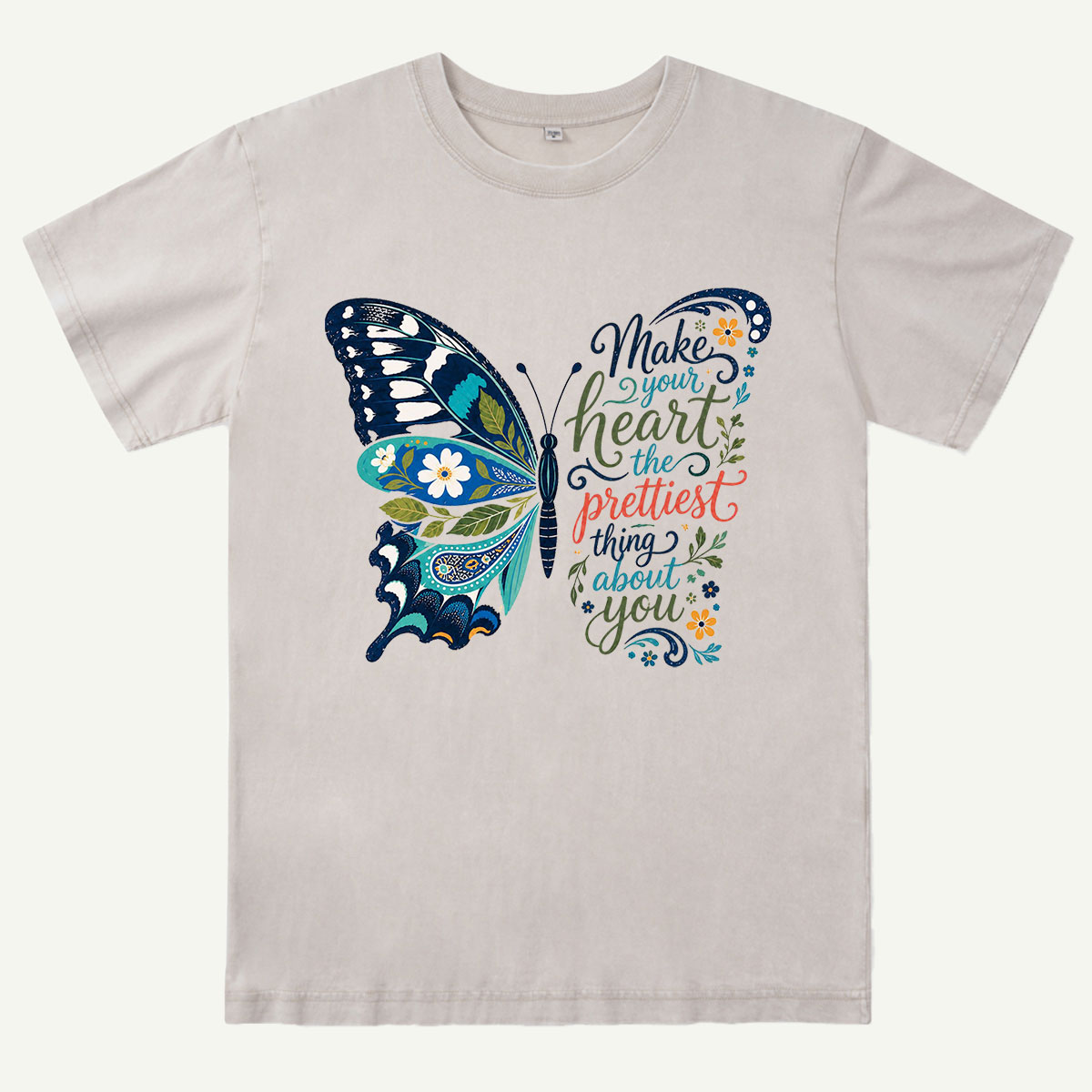Inspirational Butterfly Nature Quote Washed T-Shirt