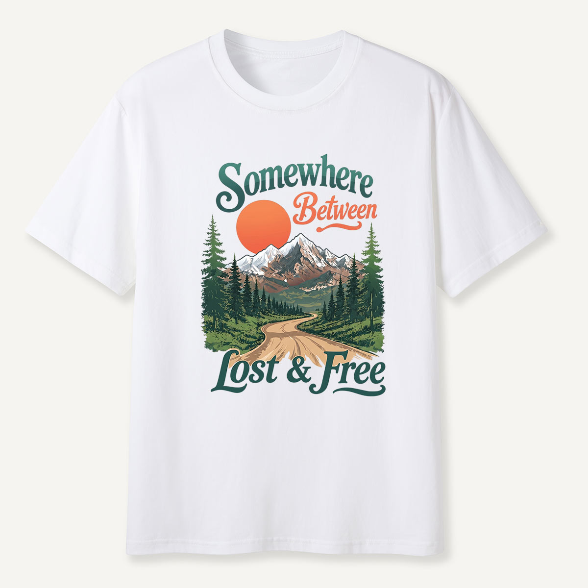 Somewhere Between Lost and Free Mountain Nature T-Shirt
