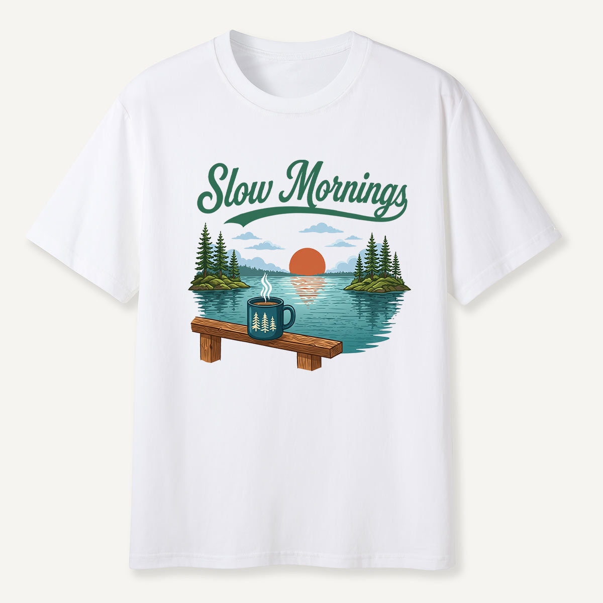 Slow Mornings Lake Coffee T-Shirt