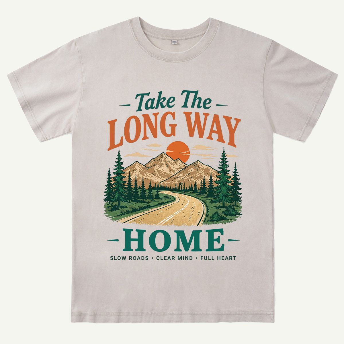 Take The Long Way Home Mountain Road Washed T-Shirt