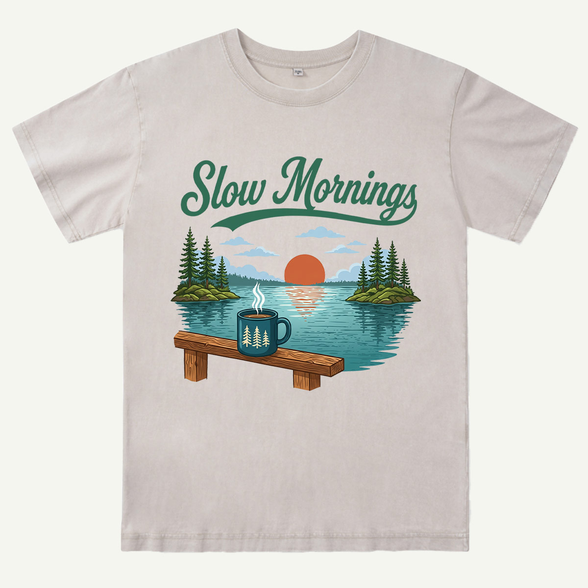 Slow Mornings Lake Coffee Washed T-Shirt