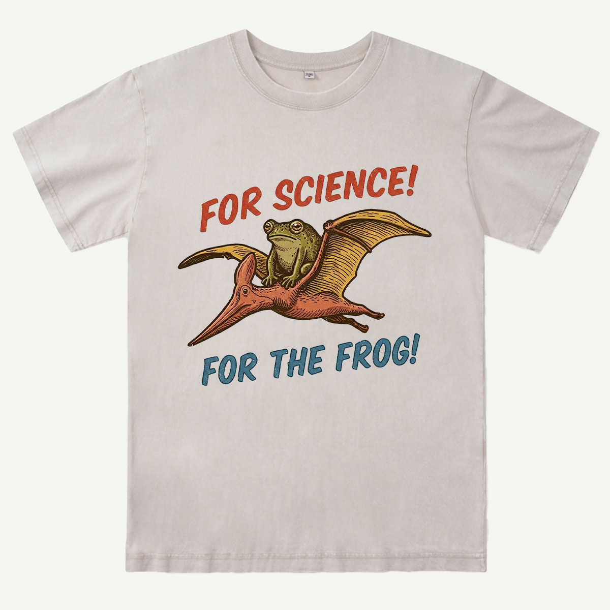 For Science Frog Riding Pterosaur Washed T-Shirt