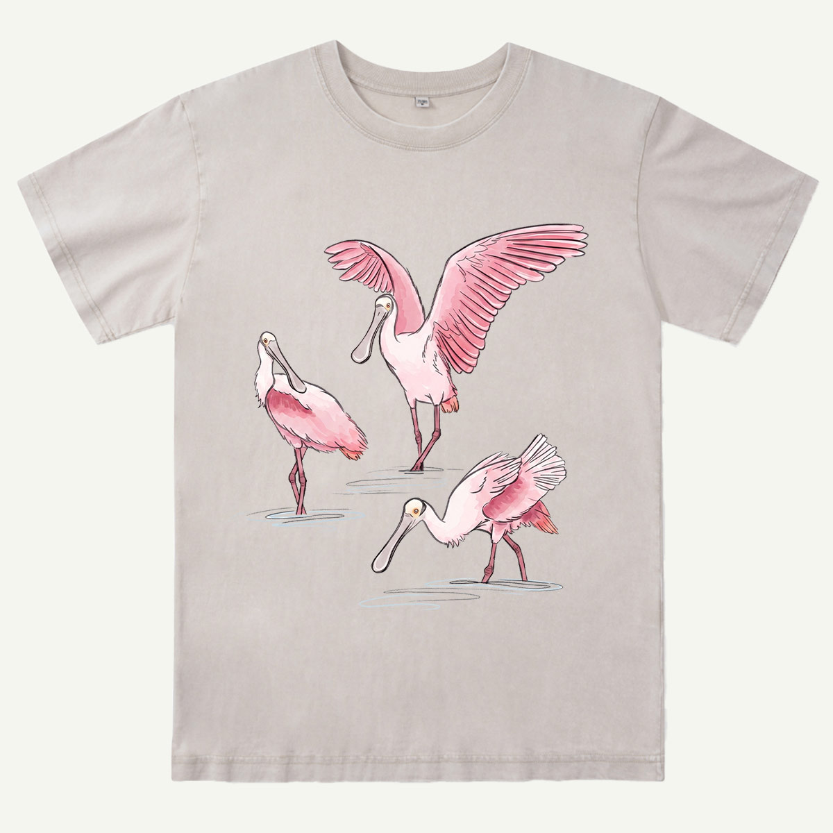 Roseate Spoonbill Bird Washed T-Shirt